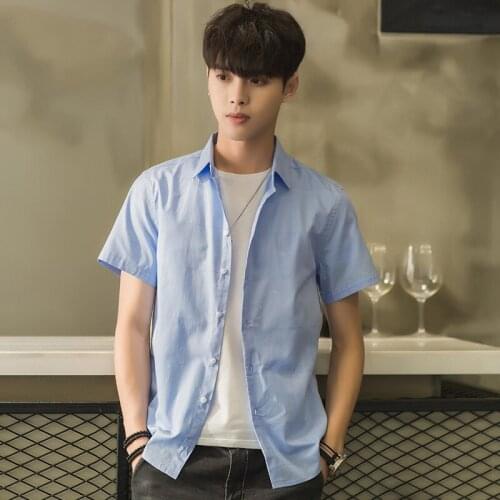 Mens Pure Cotton Shirts Striped Fashion Short Sleeve Casual Business Dress Shirts Men Tops Cotton Male Shirts Camisas TS-436