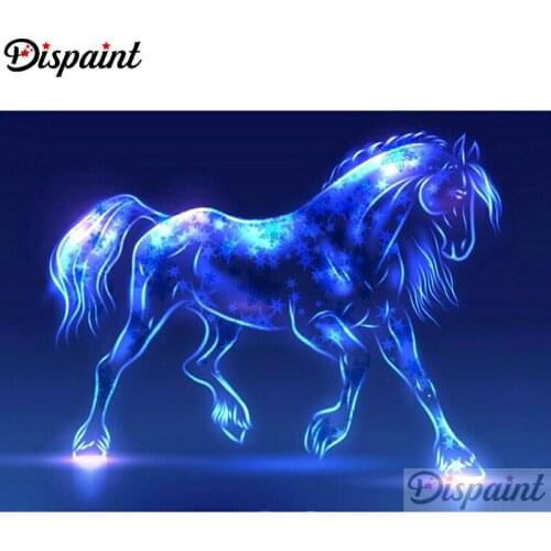 Dispaint Full Square/Round Drill 5D DIY Diamond Painting "Blue horse" Embroidery Cross Stitch 3D Home Decor A10540