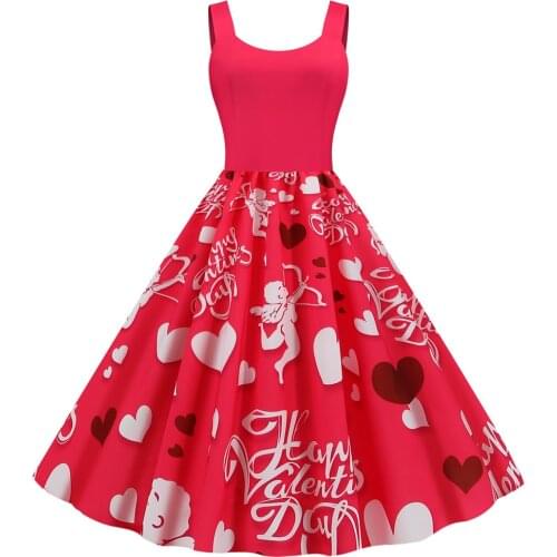 2021 Autumn New Sleeveless Female Dress SP1060 Fashion Vintage Cat Animals Print Dress New Year Evening Party Dress