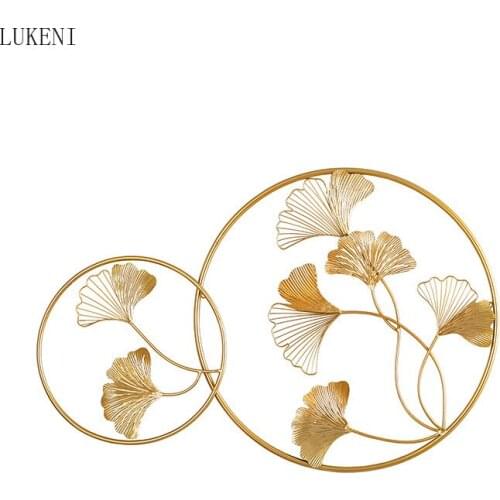 New Chinese Wrought Iron Wall Decoration Modern Minimalist Living Room Bedroom Porch Wall Hanging Ginkgo Leaf Home Decoration