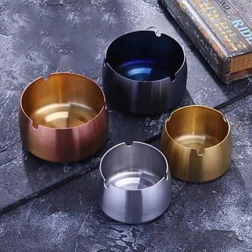 1Pcs Household for Garden Terrace Balcony Cigar Ash Tray Stainless Steel 4Colors Anti-Fall Cigarette Accessories Ashtray Durable