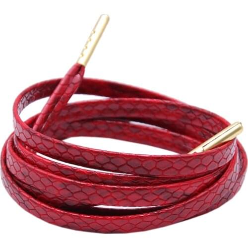 6 Colors Flat Snakeskin Snake Shoe Laces Luxury PU Leather LE ShoeLaces With Gold Metal Aglets For Leather shoes Shoulder Bag