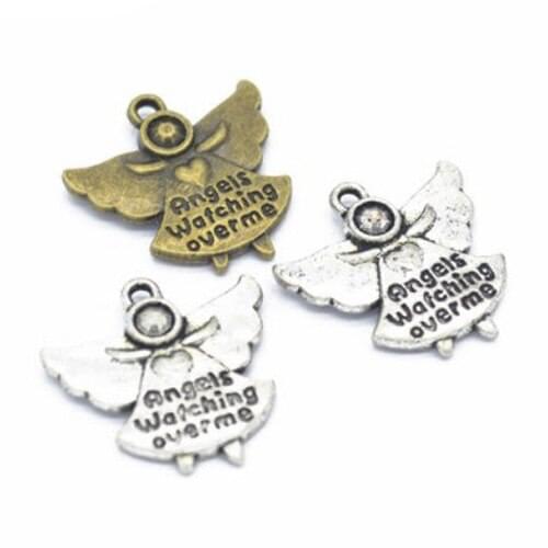 Angel charm pendant 100pcs 20*20mm antique silver fit bracelet necklace diy metal jewelry making