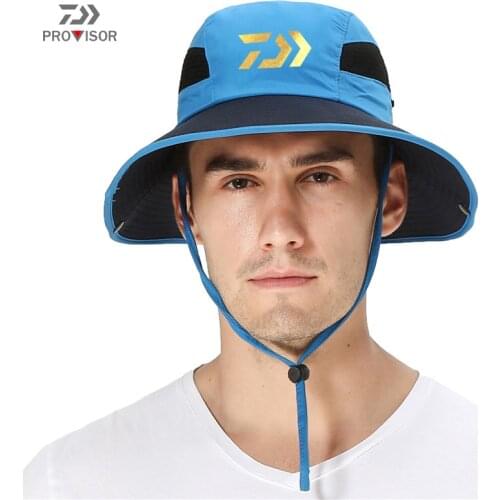 DAIWA Fishing Sun Hat Outdoor Hiking Sunscreen Windproof Sun Hat Fishing Cap 2020 Mens Summer Foldable Breathable Mesh Sun Hat