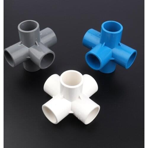 1pc 25mm PVC Connector Stereoscopic 5Ways Aquarium Tank Garden Irrigation System Tube Adapter DIY Tools Water Pipe Connectors