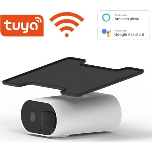 Tuya WiFi solar camera, support Alexa and Google, built-in battery and two-way Audio, outdoor waterproof, support cloud storage