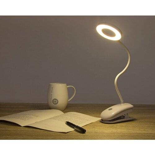 USB Charging LED Desk Lamp Gooseneck Soft Light Eye Protection Energy Saving Touch Dimming Clip Learning Desk Lamp Reading Lamp