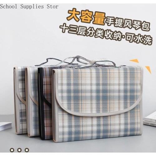 Fabric Organ Bag A4 Multi-layer Data Folder Student Insert Test Paper Bag Portable Storage Bag FolderDocumentBagBusinessSupplies