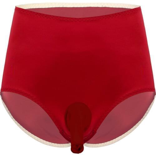 Men High Waist Stretchy Briefs Bulge Pouch Exotic Panties Solid Color Smooth Panties Sissy Underwear Bottoms for Nightclub