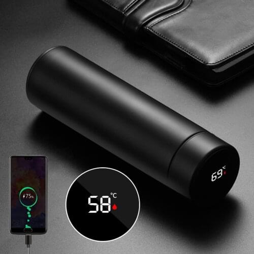 500ml Intelligent Stainless Steel Thermos Bottle Cup Temperature Display Vacuum Flasks Travel Car Usb Mobile Power Water Bottle