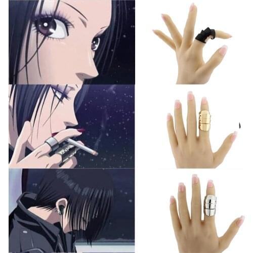 Anime Comics Punk Gold Finger Gothic Rings for Women Black Knuckle Claw Vintage Metal Pack Adjustable Role Play Rings 2021 New