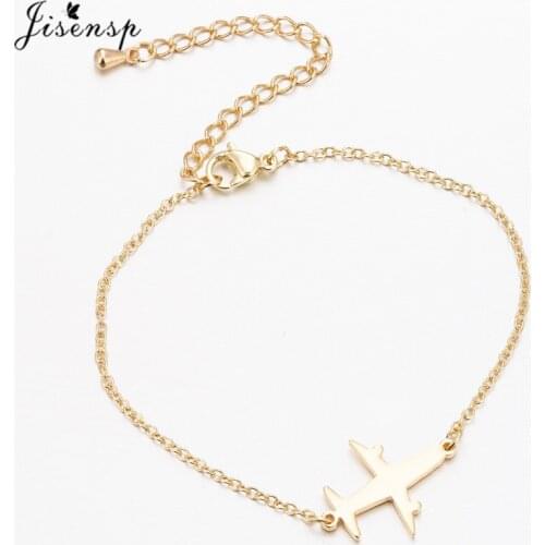 Jisensp Punk Plane Airplane Adjustable Bracelet Women Outdoor Travel Jewelry Stainless Steel Charm Bracelet Femme bijoux