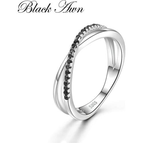 [BLACK AWN] 925 Sterling Silver Jewelry Rings for Women Female Bijoux Finger Ring G009