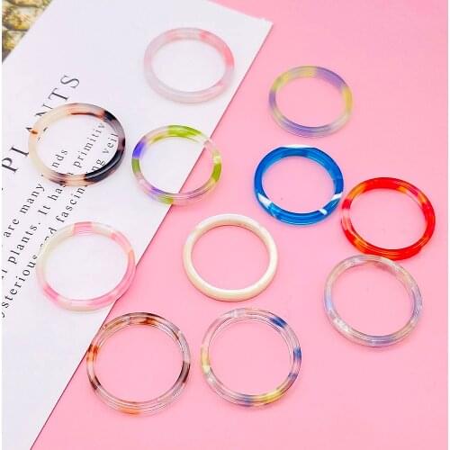 2021 New Colorful Transparent Resin Acrylic Rings Irregular Marble Pattern Ring for Women Girls Party Jewelry 16.5MM