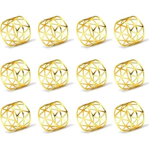12 Pcs of Round Mesh Napkin Ring Holder, Table Set Suitable for Casual or formal Occasions and Wedding Parties (Golden)