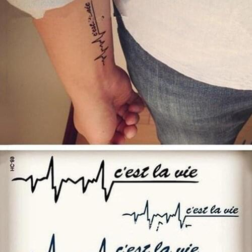 2Pcs Punk Men Women Waterproof Temporary English Letters Design Tattoo Stickers