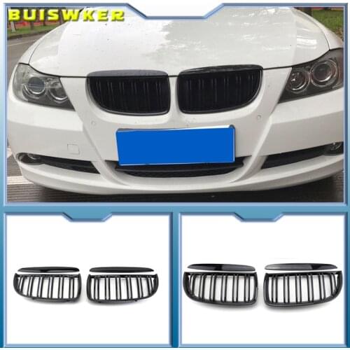 4PC/SET Pair Car Front Kidney style Double Slat Grille Set For BMW E90 E91 2005-2008