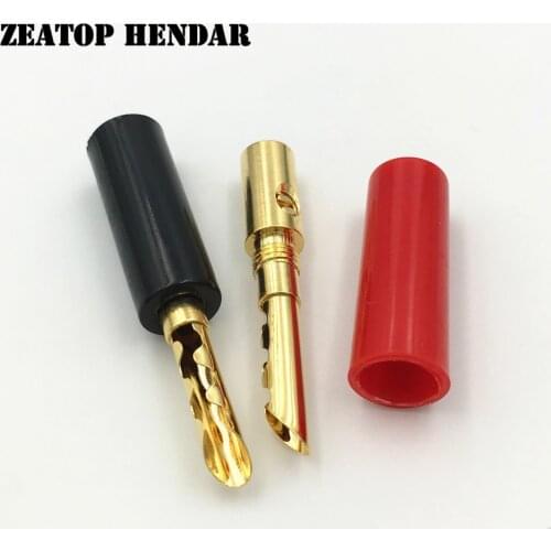 50Pcs Gold Plated BFA Silent Wire Tube 4MM Banana Plug Male Speaker Connector Screw Cable & Wire