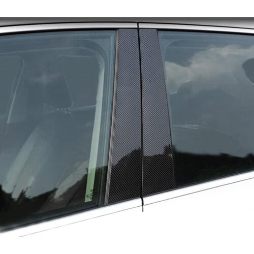 6pcs Car Carbon Fiber Window B-pillar Exterior Molding Decor Cover Trim For Mercedes Benz E Class 2017 2018