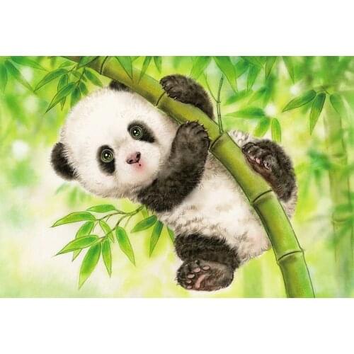 Jmine Div 5D Panda Tree Bamboo Full Diamond Painting cross stitch kits art High Quality Animal 3D paint by diamonds