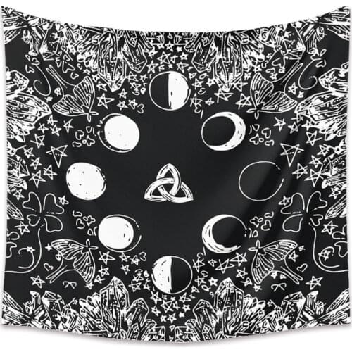 Astrology Tapestry Wall Hanging Moon Phase Crystal Moth Picture Ouija Trippy Tapiz Abstract Painted Wall Carpet Room Decoration