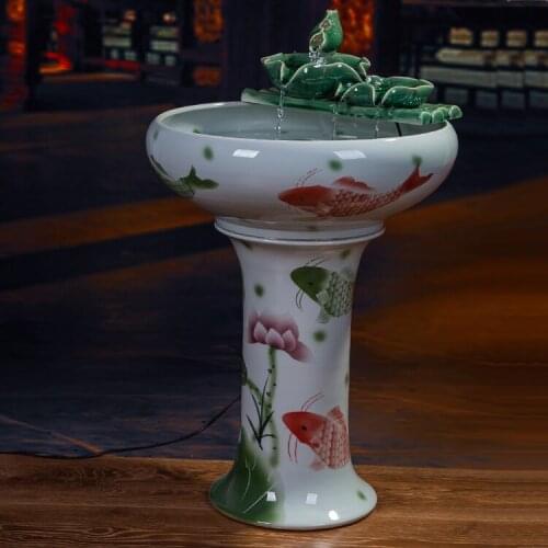 Large water floor decoration AI Ruiya ceramic fountain humidification office Zhaocai aquarium waterscape art bonsai