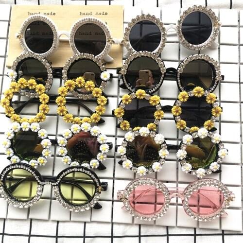 ZAOLIHU Brand Diamond Sunglasses Small Round Crystal Women Sun Glasses Mirror Clearn Lens Cute Flower Designer Eyewear Gafas De