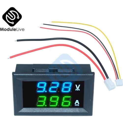 0.56inch Mini Digital Voltmeter Ammeter DC 100V 10A Panel Amp Voltage Current Meter Tester 0.56" Blue Green Dual LED Display