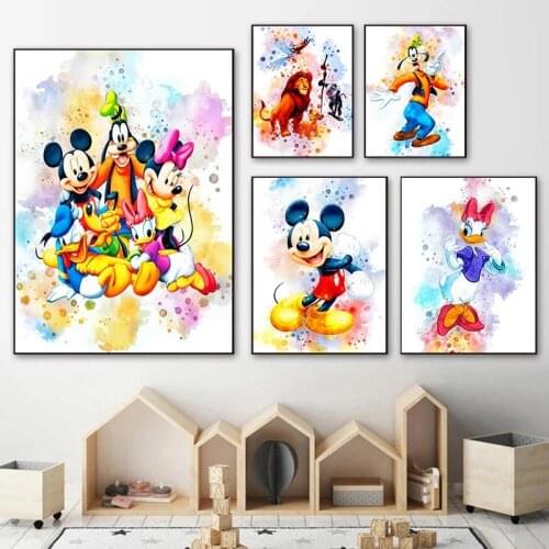 Disney Cartoon Posters Mickey Mouse and Donald Duck Canvas Painting and Prints Art Picture Birthday Gift for Kids Room Decor
