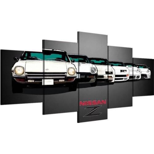 HD Printed 5 panels GTR Car Z race car Paintings Canvas Wall Art race car 5 Pieces posters Framework F1547