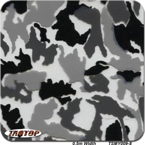 ITAATOP 0.5m*20m TSMY009-8 Camo Grey White 3D Digital Camouflage Pattern Water Transfer Printing Film Hydrographic Films