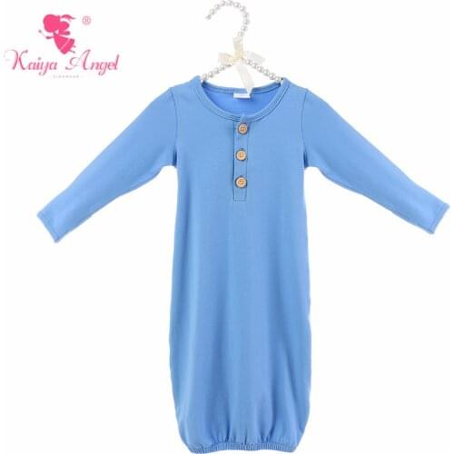 Kaiya Angel New Fashion Baby Gown Solid color Long Sleeve Infant Spring Summer Fall Winter Sleep Gown 2019 Factory Wholesale