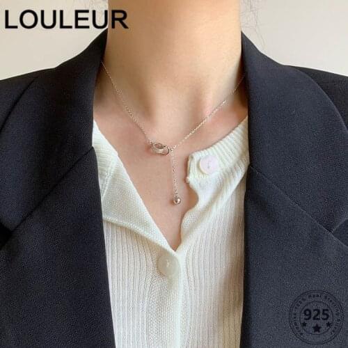 LouLeur Exquisite 925 Sterling Silver Necklace Design Double Ring Necklace For Women Girls Fine Jewelry 2021 Trend Choker
