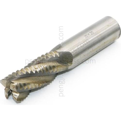 25/32" HSS End Mill Router Bit Roughing Chipbreaker Tool, 20mm Cutting dia 20mm Shank dia Straight Shank End Mill Bit, 4 Flute