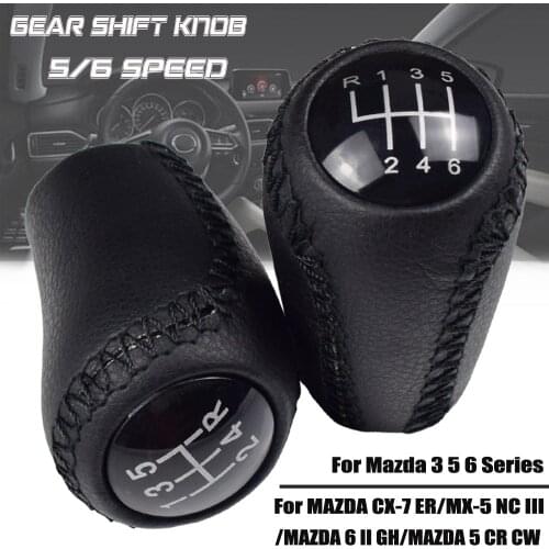 Leather Mnaual Gear Shift Knob Handball for MAZDA CX-7 ER/MX-5 NC III/MAZDA 6 II GH/ MAZDA 5 CR CW/MAZDA 3 BK BL 3 5 6 Series