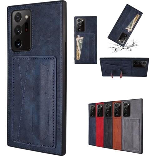 Bracket leather Phone Case For Samsung S21 Ultra Plus S20 S10 S9 S8 Note 20 10 8 A51 A71 A50 A70 A30 A80 A90 A20s A50S A7 Cover