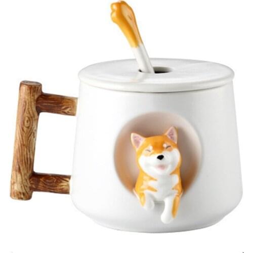 Creative Spoon Drinking Tools Kitchen Gadget Flatware Tableware Ceramic Coffee and Tea Spoon Animals Water Coffee Cups 425C