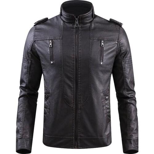 4XL Mens PU Jacket Leather Coat Autumn Winter Slim Fit Faux Leather Motorcycle Jackets Male Coats Brand Clothing