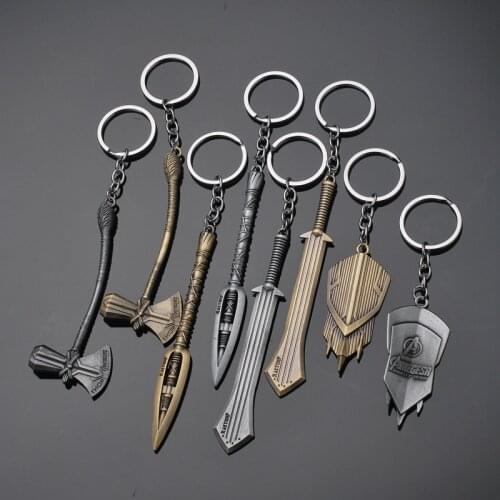 Marvel Avengers 4 Infinity War Weapons Keychains Mjolnir Metal Thor Hammer Axe Key ring Pendant