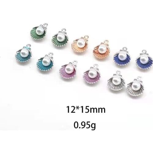 New Dripping Oil Colorful Pearl Shells Alloy Jewelry Accessories DIY Handmade Accessories Rubber Band Earrings Bracelet Pendants