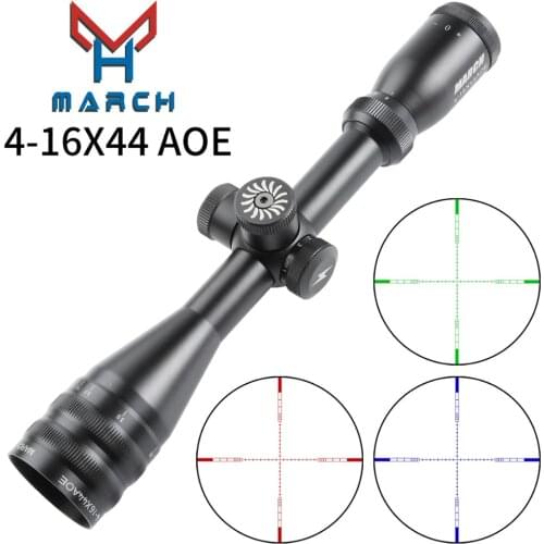 MARCH 4-16X44AOE Hunting Riflescopes Red Green Blue Tactical Optical Sight Reticle RGB Illuminated Rifle Scope