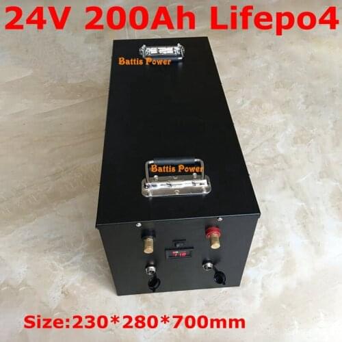 Rechargeable LiFePO4 24v 200ah lithium battery pack BMS 150A for 3000w 24V RV EV electric car motorbike golf car +10A Charger