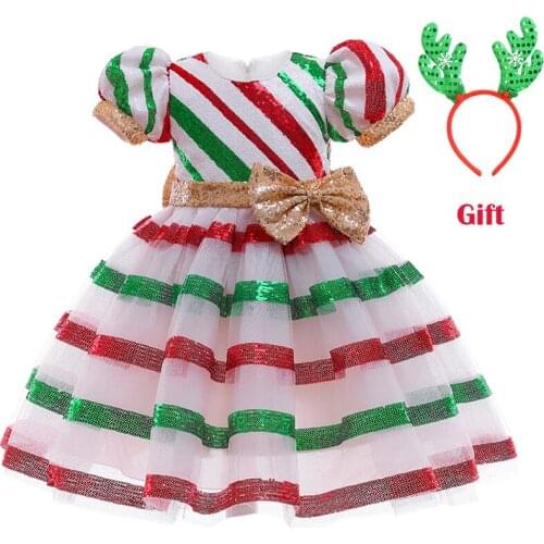 Tutu Dresses For Kids Christmas 2021 New Birthday Evening Party Girls Kids Clothing Dress+Headband 2pcs Carnival Lace Vestidos