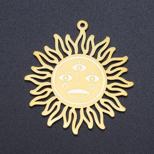 5pcs/lot 100% Stainless Steel Sun God Charm Pendant Wholesale Jewelry Bracelet Making Top Quality Never Fade Finding Supplies