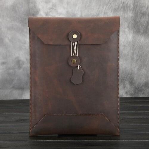 KUNDUI Crazy horse package Mens first layer of Cowhide briefcase big envelope bag man Genuine leather Paper bags Resource