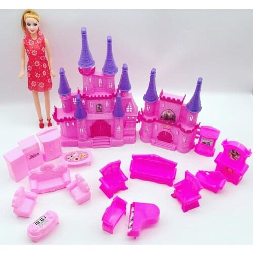 Pretend Play Toys Castle House Set Doll Furnitures for Doll Girls Xmas Birthday Gifts