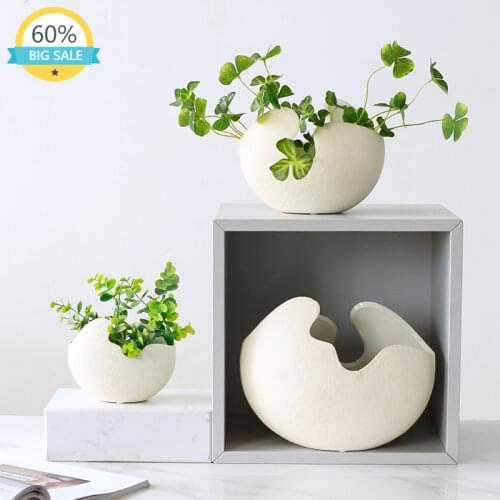 Egg Shaped Modern Fashion Tabletop Nordic Vase Simple Creative Ceramic Flower Vase Small Vaso Decorativo Home Decoration AH50VS