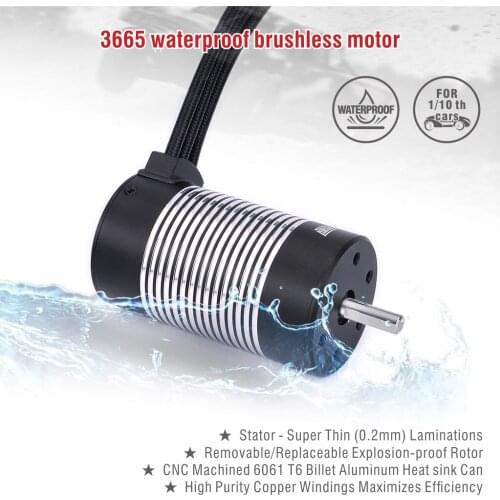 Surpass Hobby motor 3665 Waterproof Brushless Motor 1550 1800 2100 2600 3100KV RC Car Motor for 1/8 1/10 RC Car Drift Racing