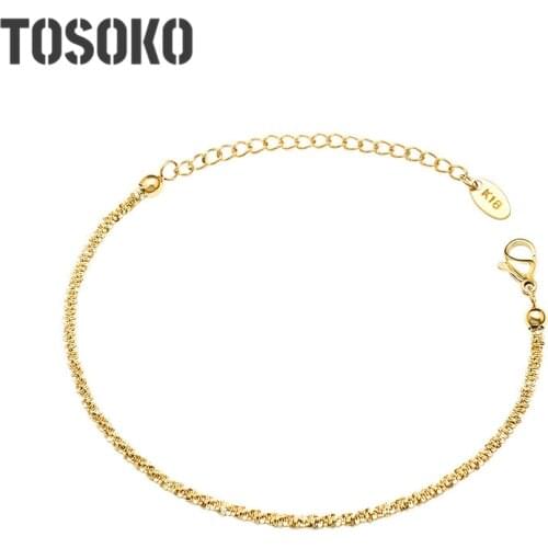 TOSOKO Stainless Steel Jewelry Star Dense Cauliflower Chain Bracelet Womens Lovely Shining Bracelet BSE110