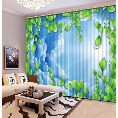 Beautiful fashion customize 3D curtains White cloud vine nordic curtains for living room home decor rustic